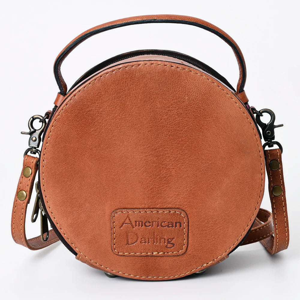 Floral Tooled Leather Canteen Bag