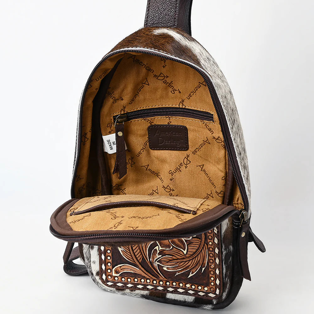 Tooled Leather Sling Bag