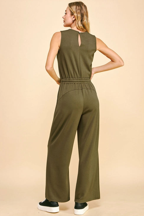 Boat Neck Sleeveless Jumpsuit * ONLY AVAILABLE IN HEATHER GREY*