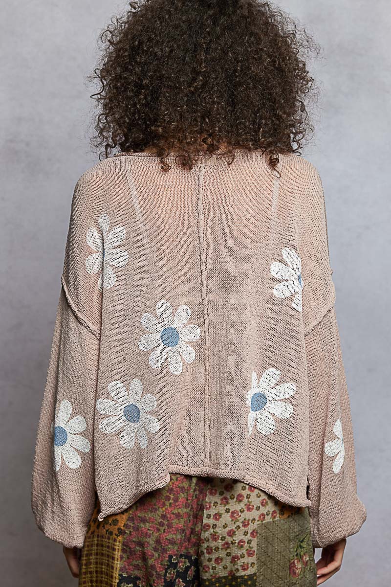 Floral Print Balloon Sleeve Sweater
