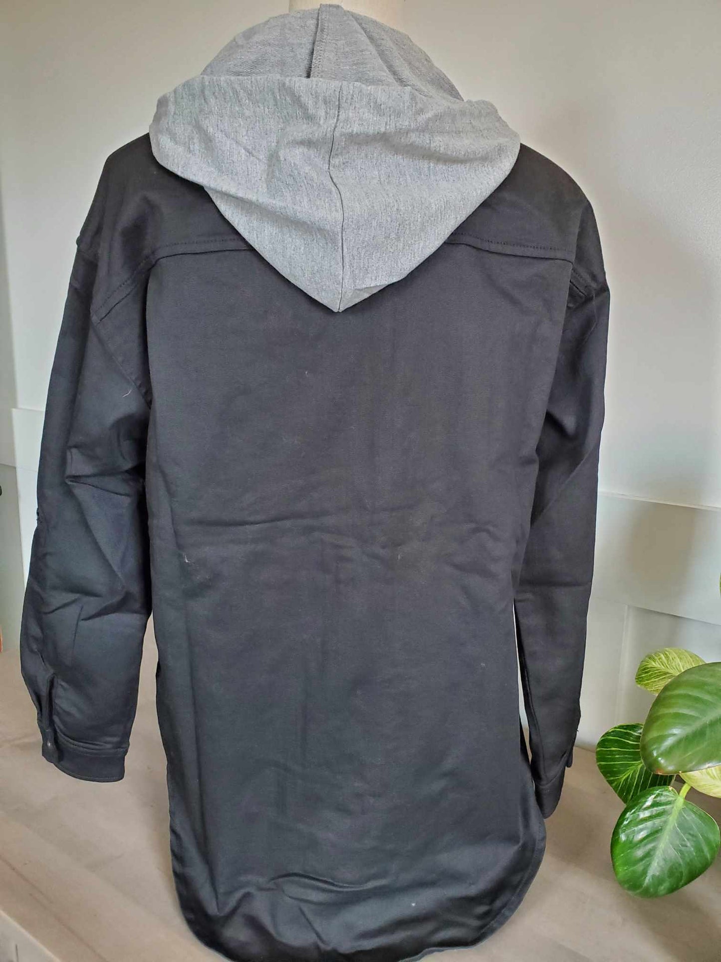 Coated Black Jacket With Zip Up Hoodie