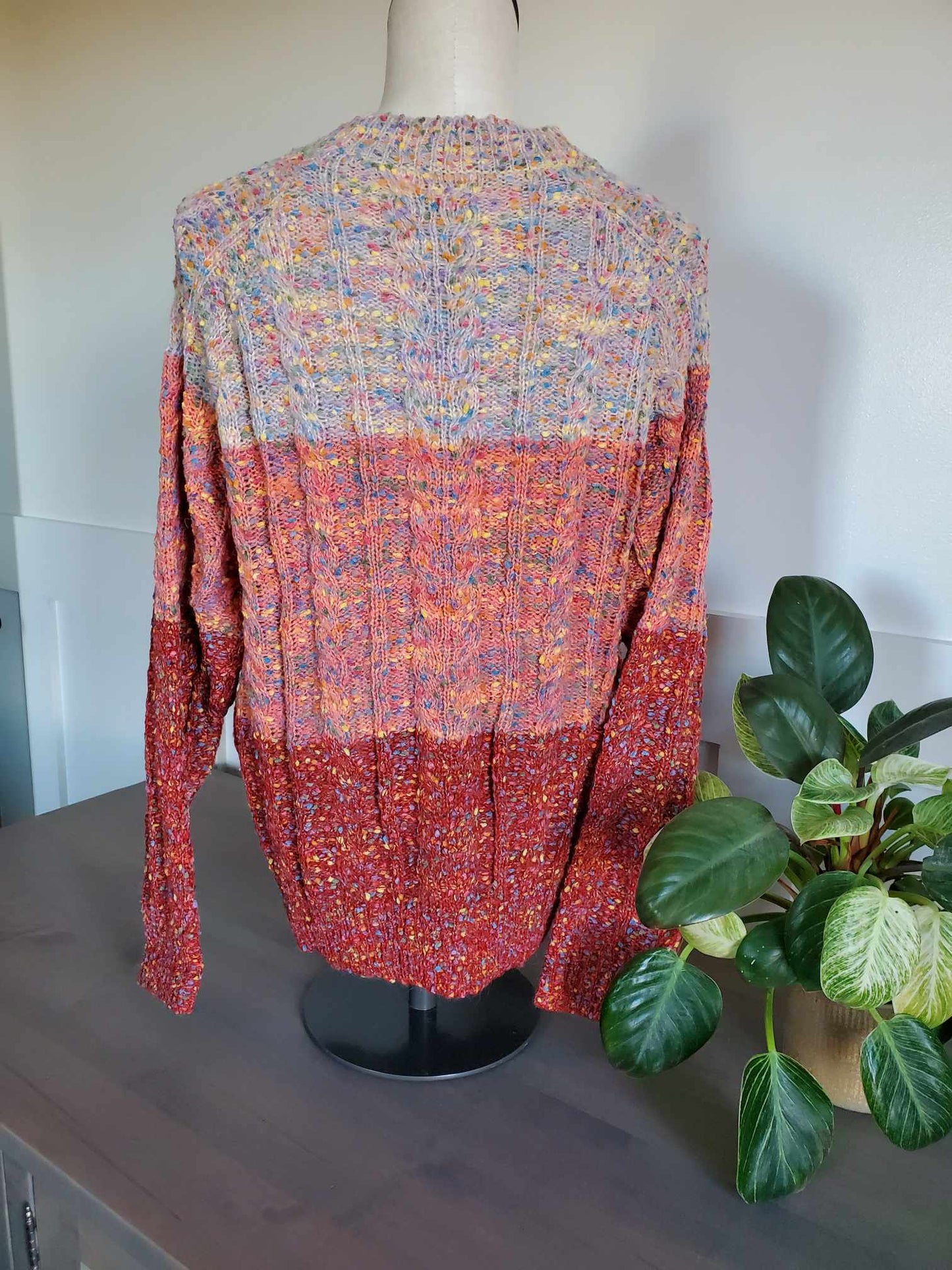 ColorBlock Multi Color Crew Neck Pullover Sweater