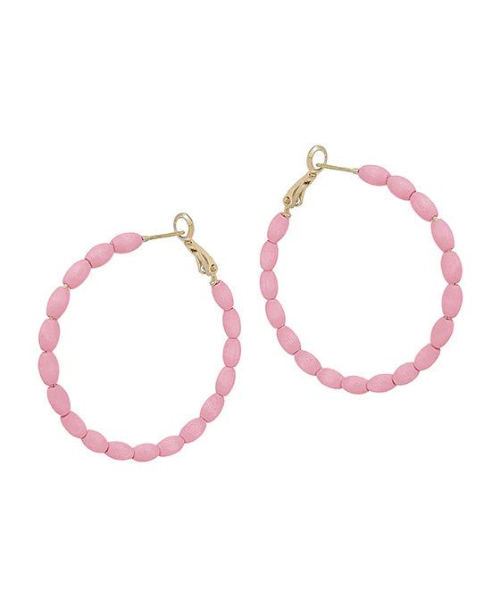 Hoop Wooden Bead Earring