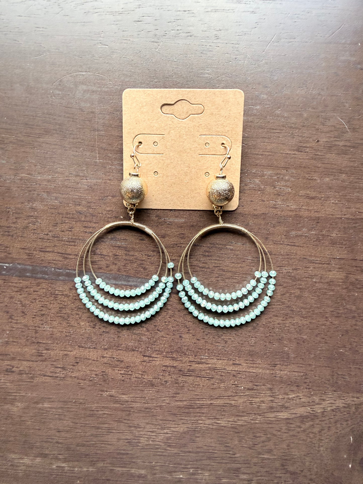 Triple Wire Beaded Earring