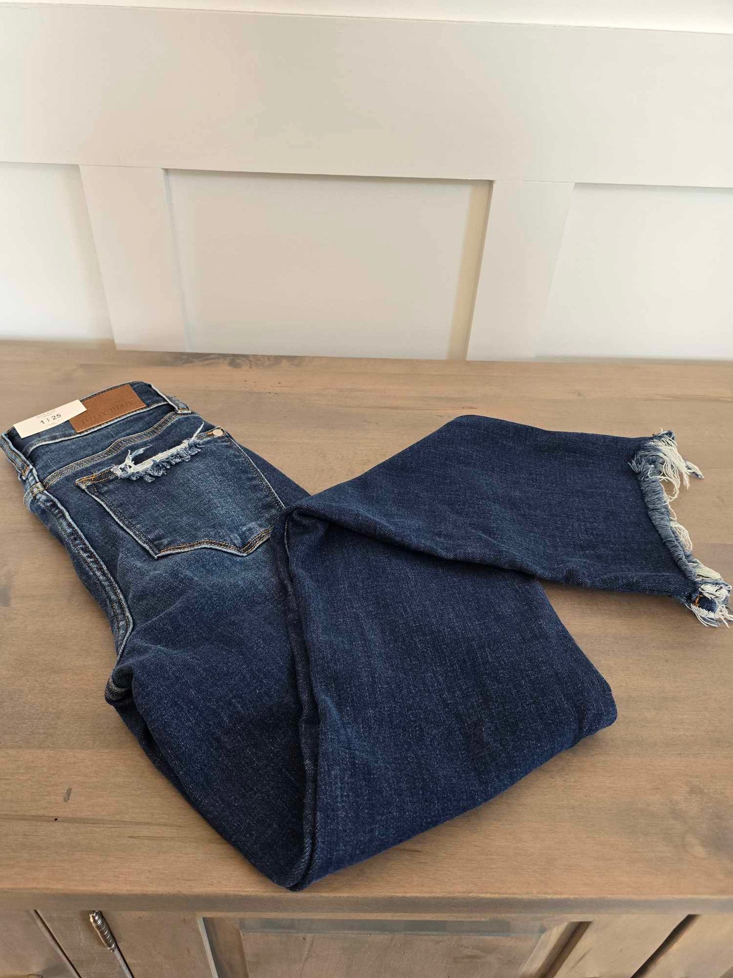 HW Vintage Frayed Hem Bootcut Jeans
