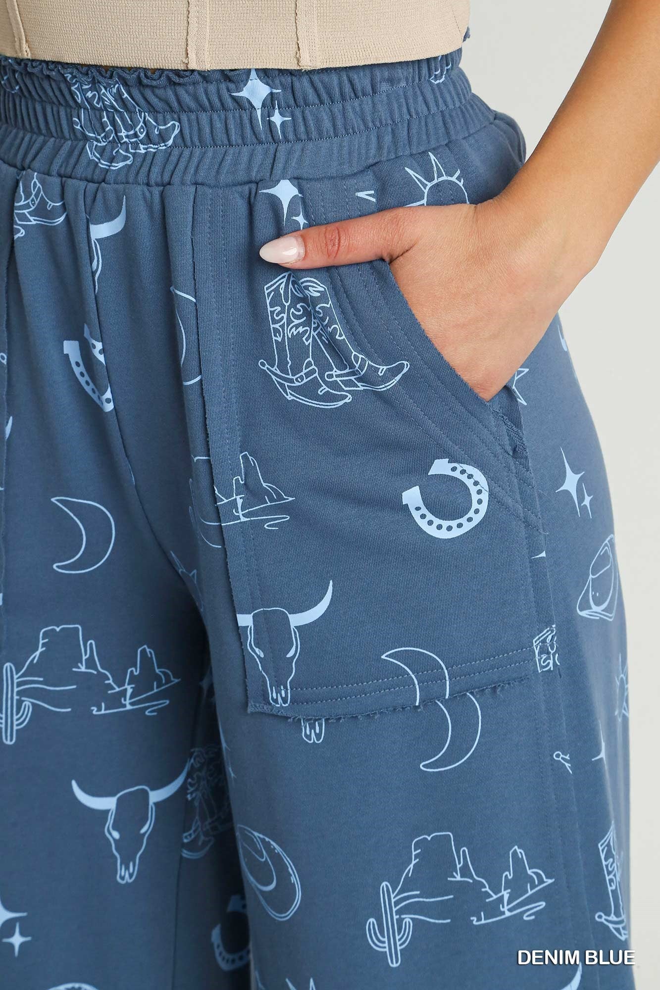 Western Graphic Wide Leg Pants