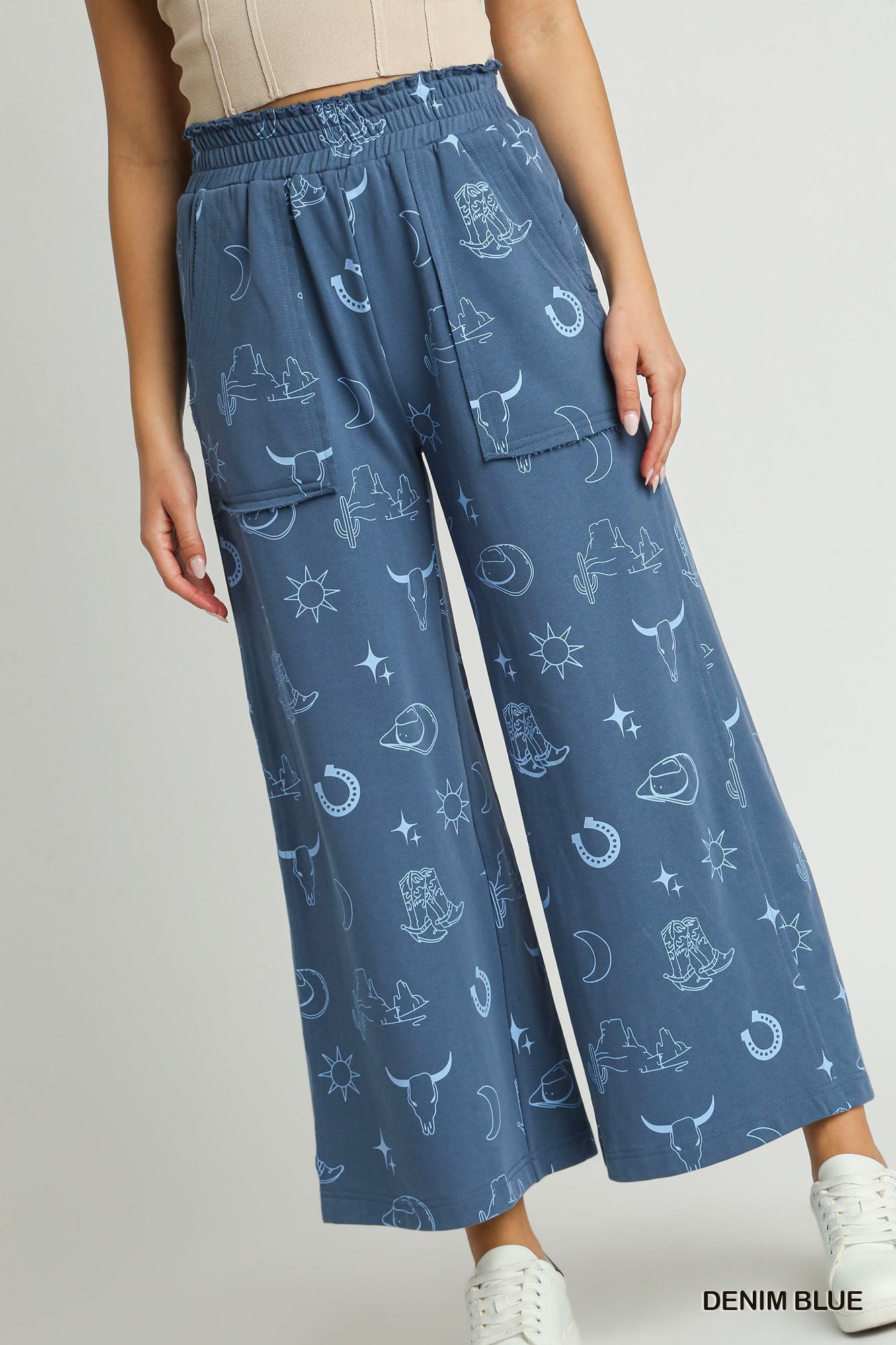 Western Graphic Wide Leg Pants