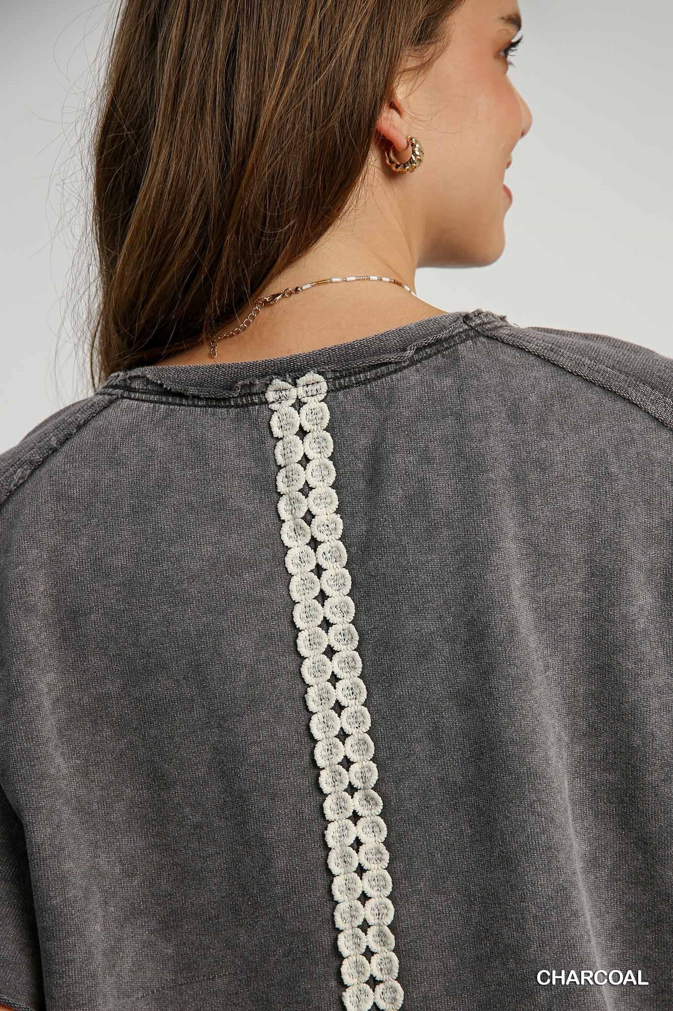 Mineral Washed French Terry Peace Appliqued T-Shirt