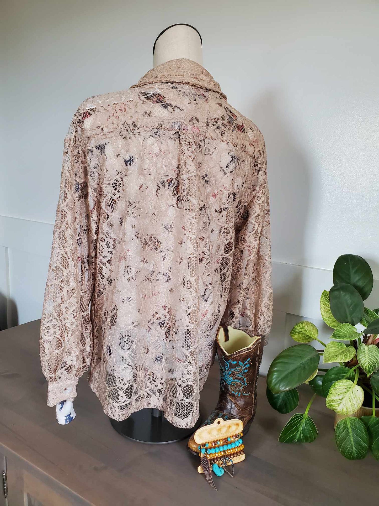 Taupe Lace Shirt