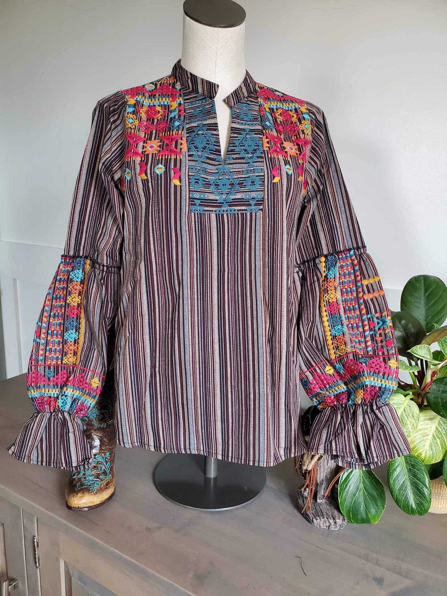 Multi Colored Embroidered Top