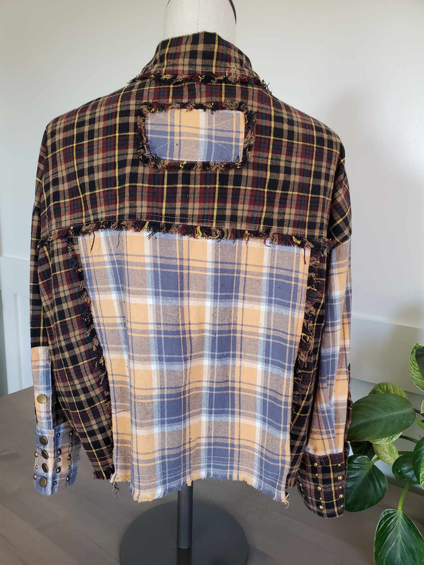 Multi Color Checker Print Stud Shirt