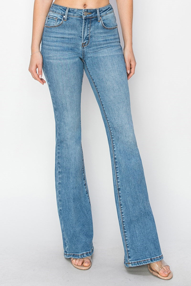 Mid Rise Basic Flare Jeans