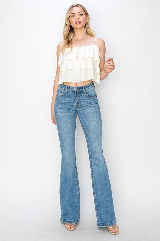 Mid Rise Basic Flare Jeans