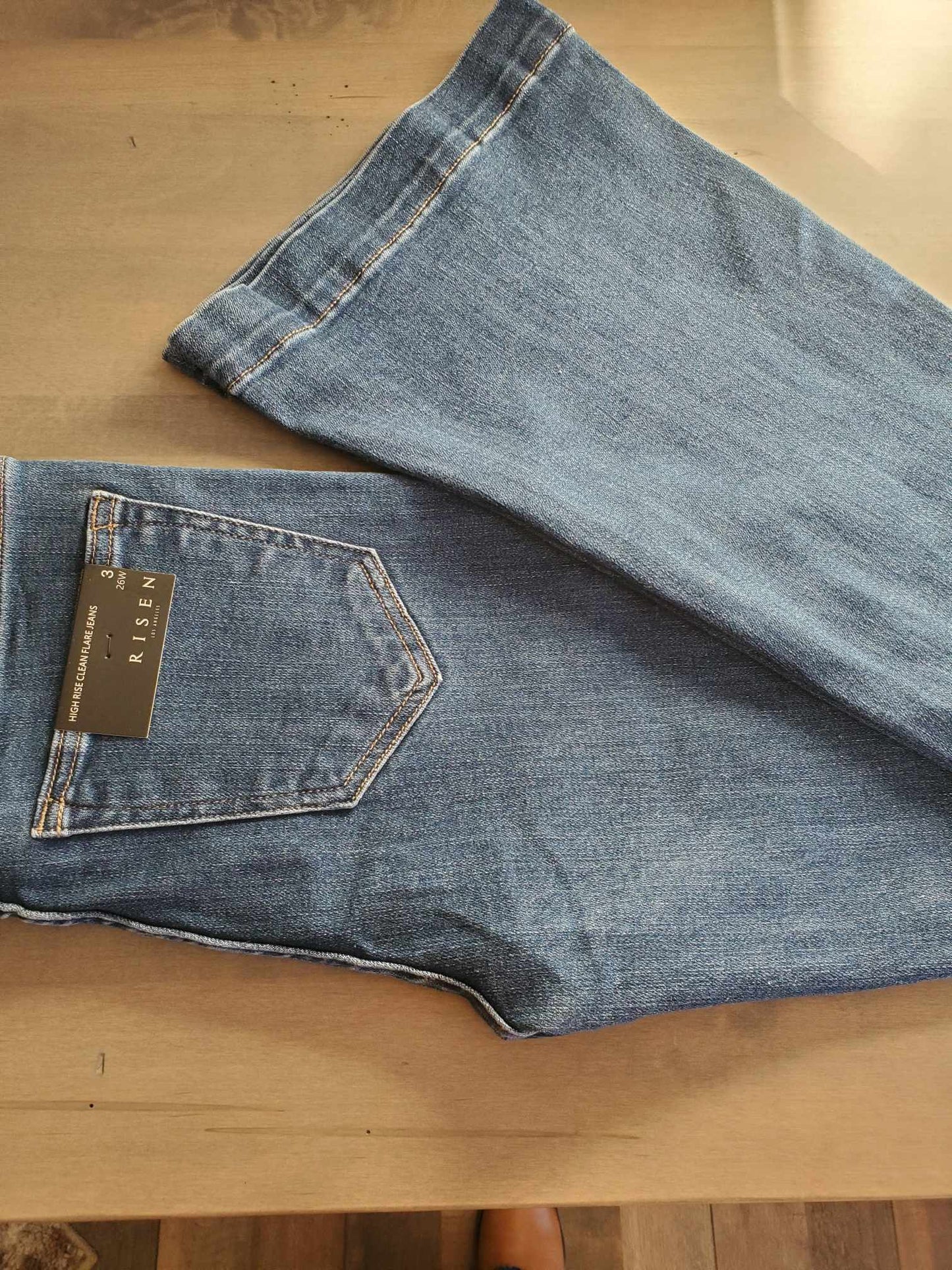 Risen High Rise Clean Flare Jeans