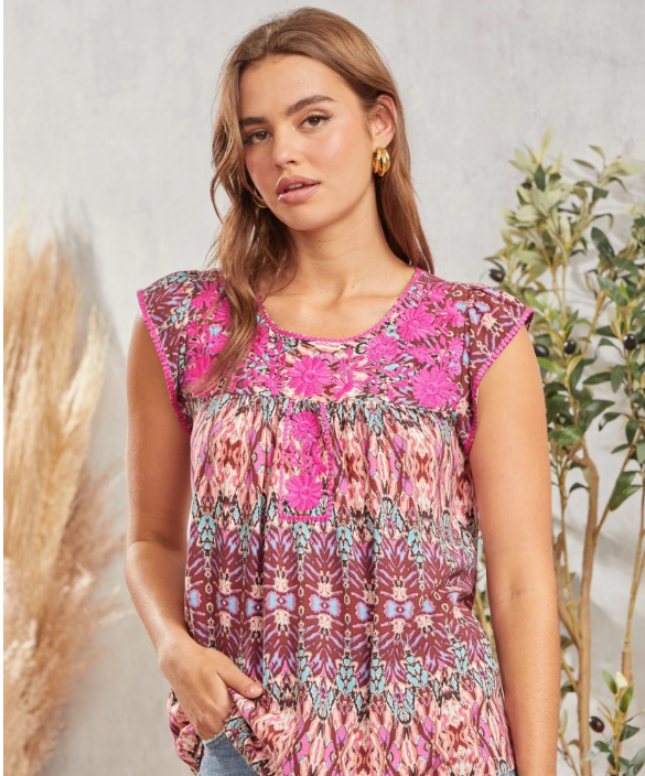 Multi Color Embroidered Top
