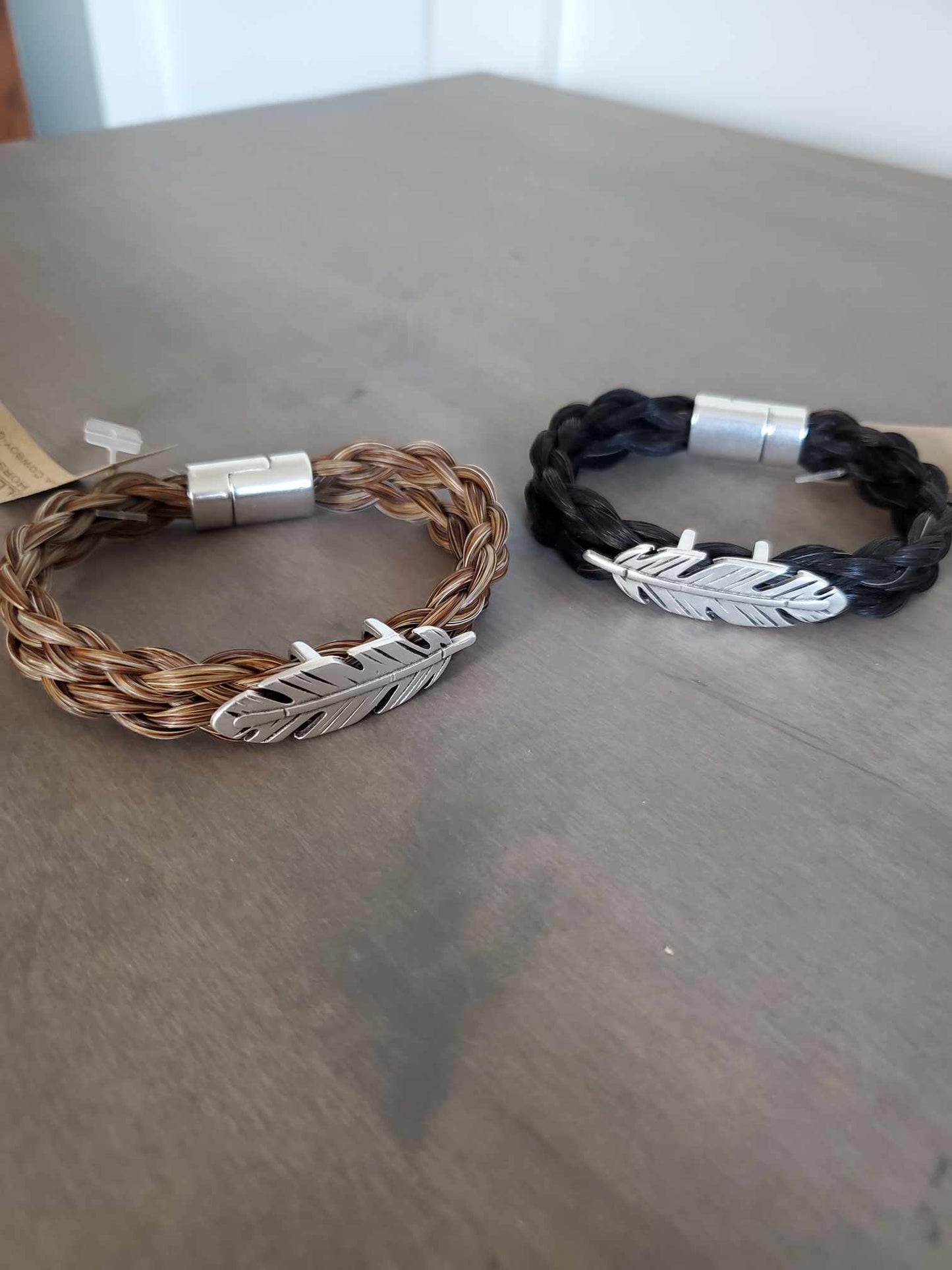 Silver Feather Magnetic Clasp Bracelet