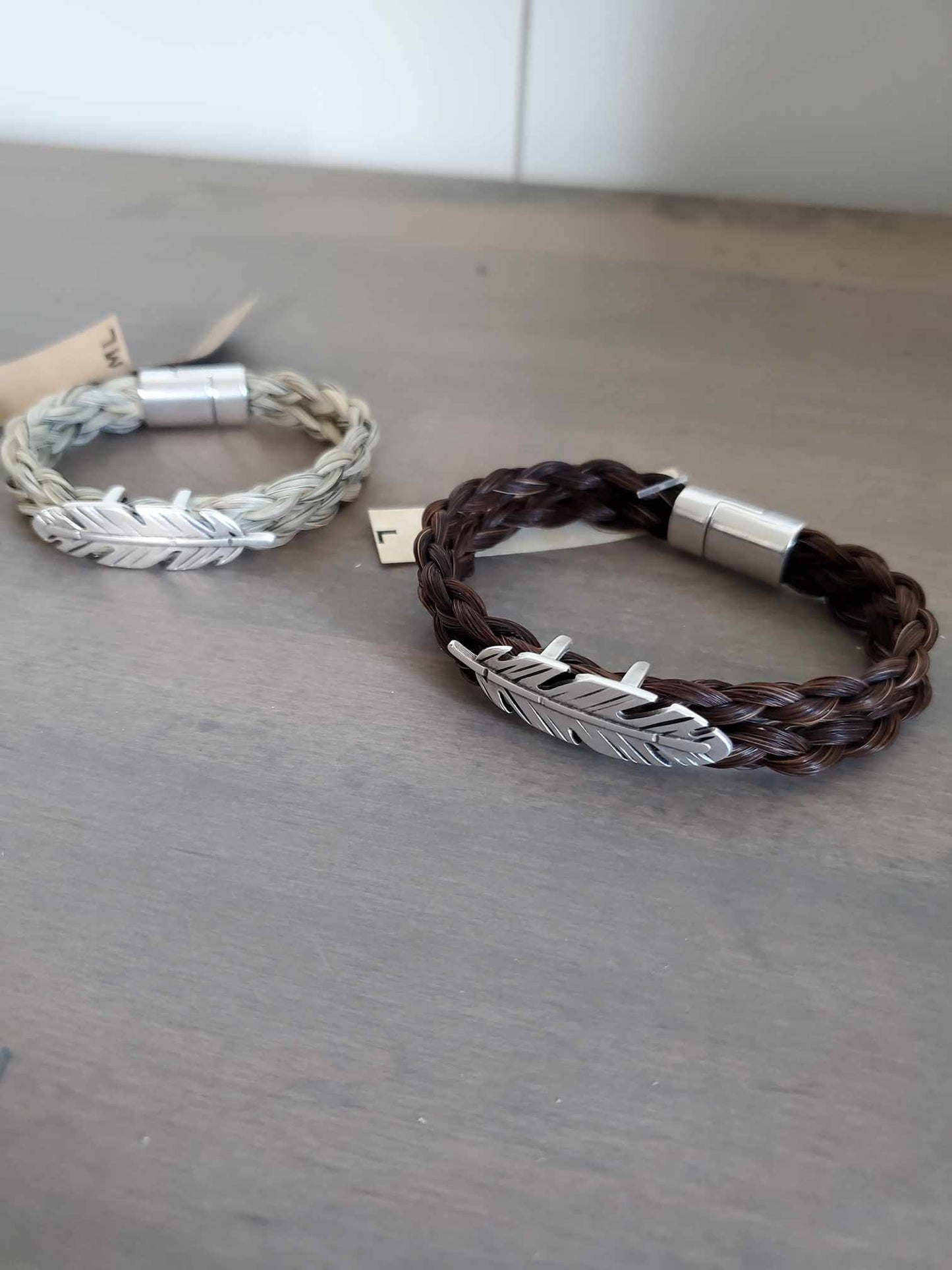 Silver Feather Magnetic Clasp Bracelet