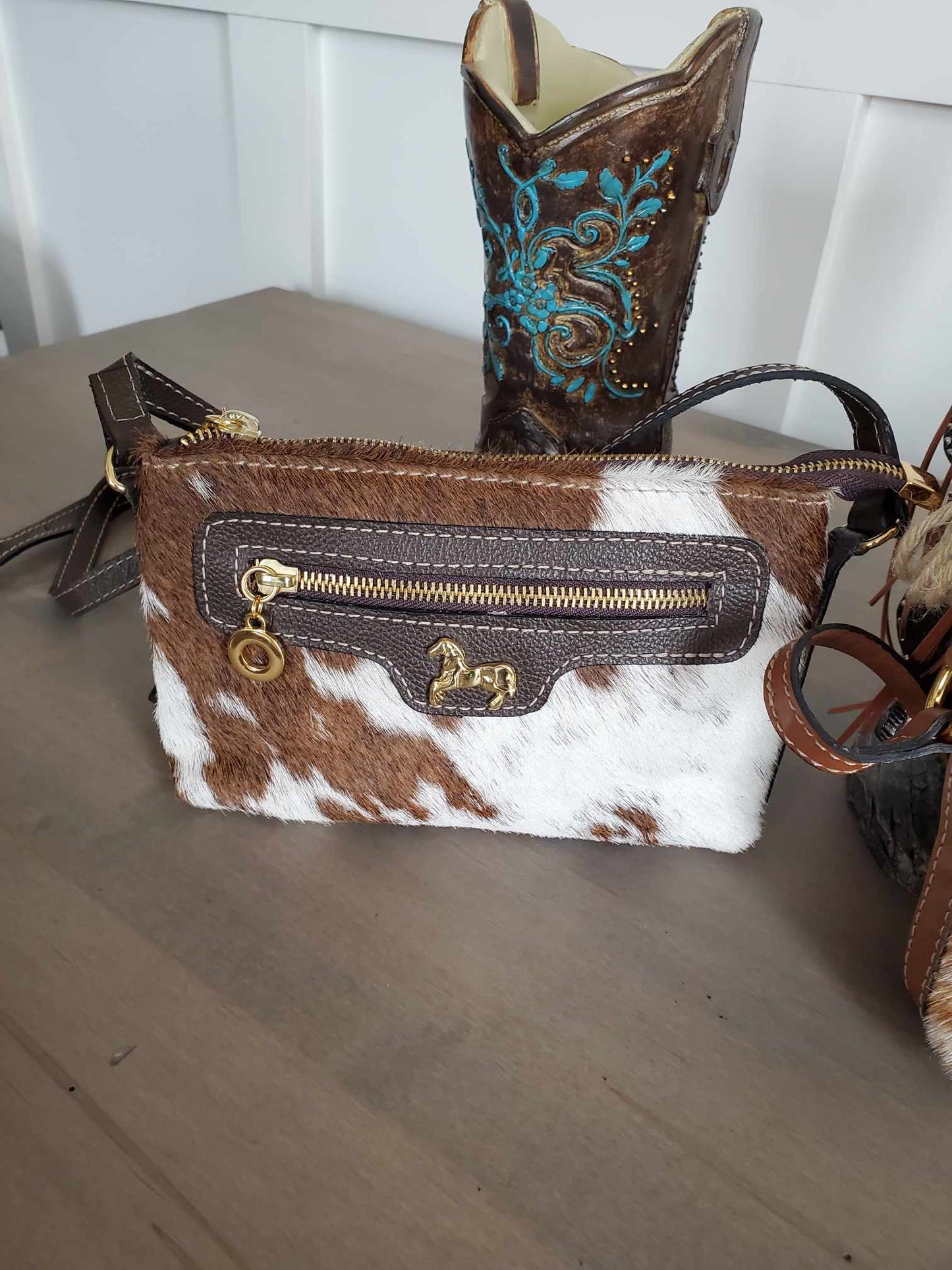 Small Adjustable Strap Hair On Hide Cross Body Bag