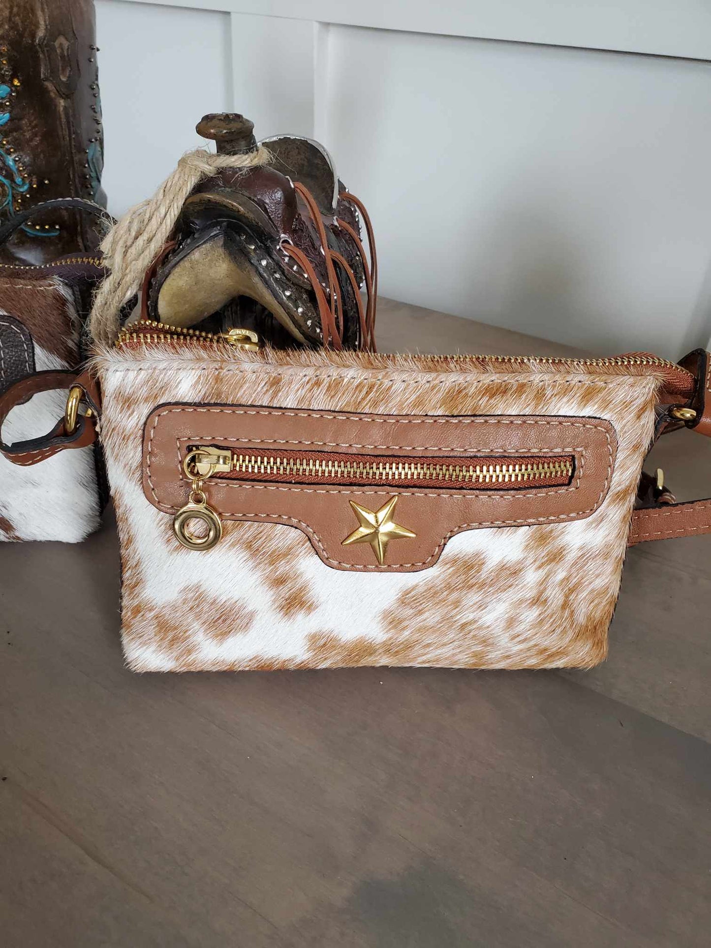 Small Adjustable Strap Hair On Hide Cross Body Bag
