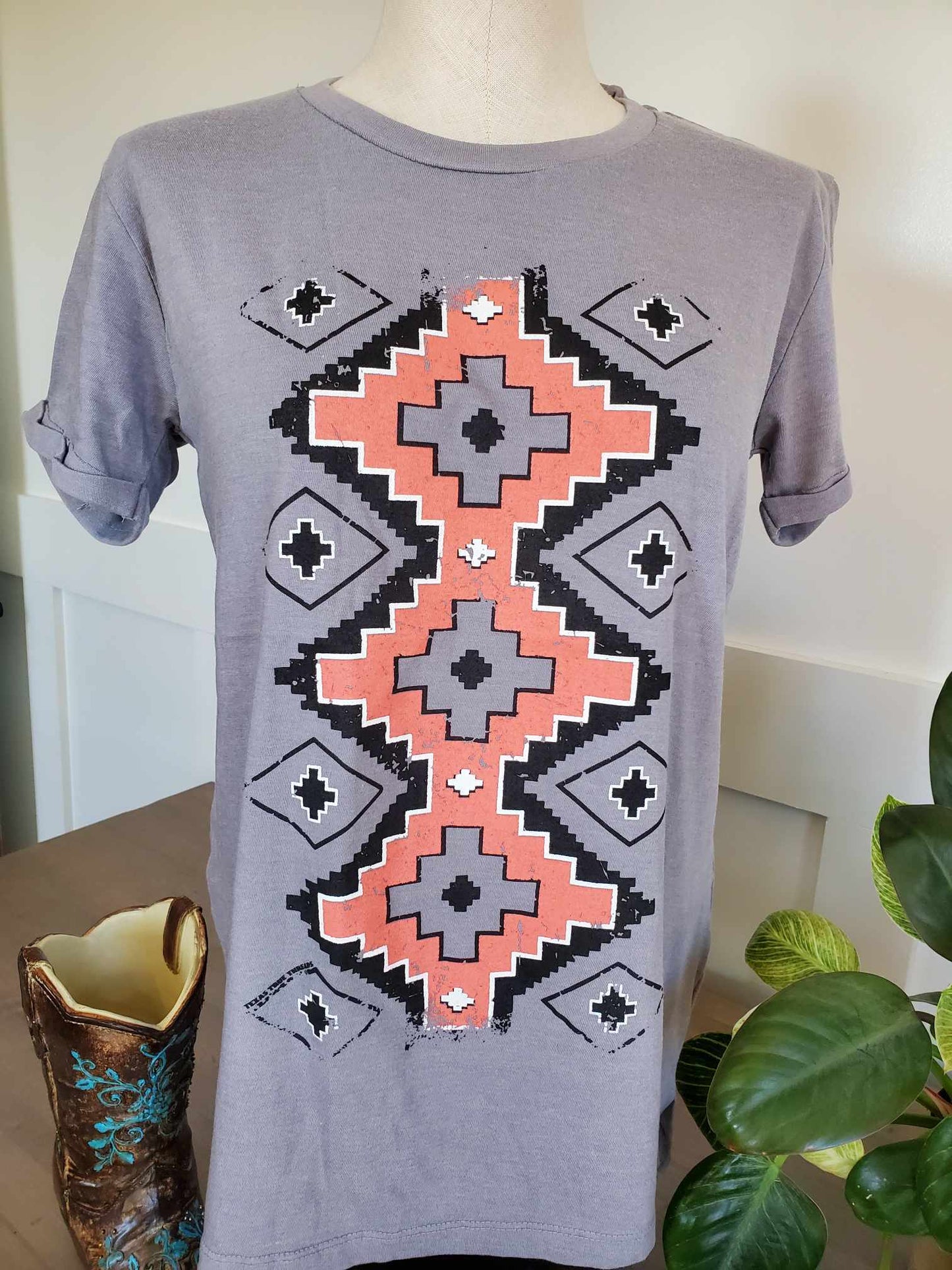 Troubadour Aztec Grey Boyfriend Tee