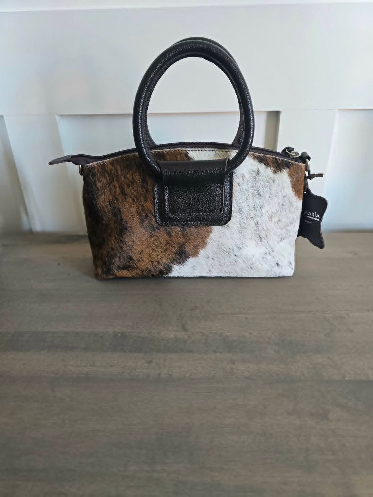 Cowhide and Leather Handle Purse