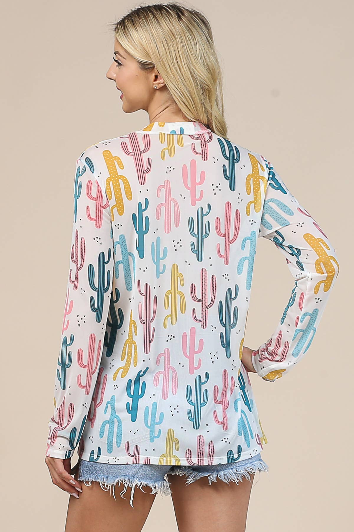Cactus Print Mesh Top