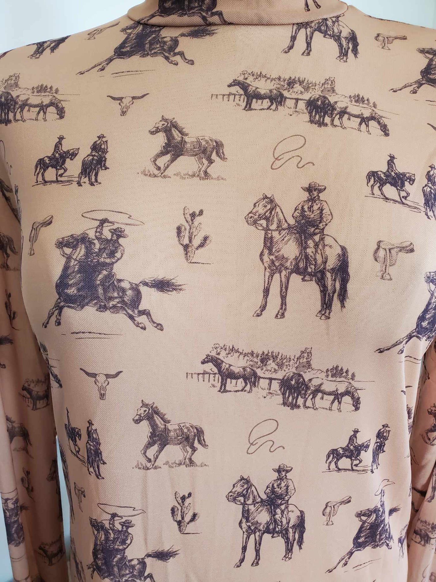 Camel Bucking Horses Long Sleeve Mesh