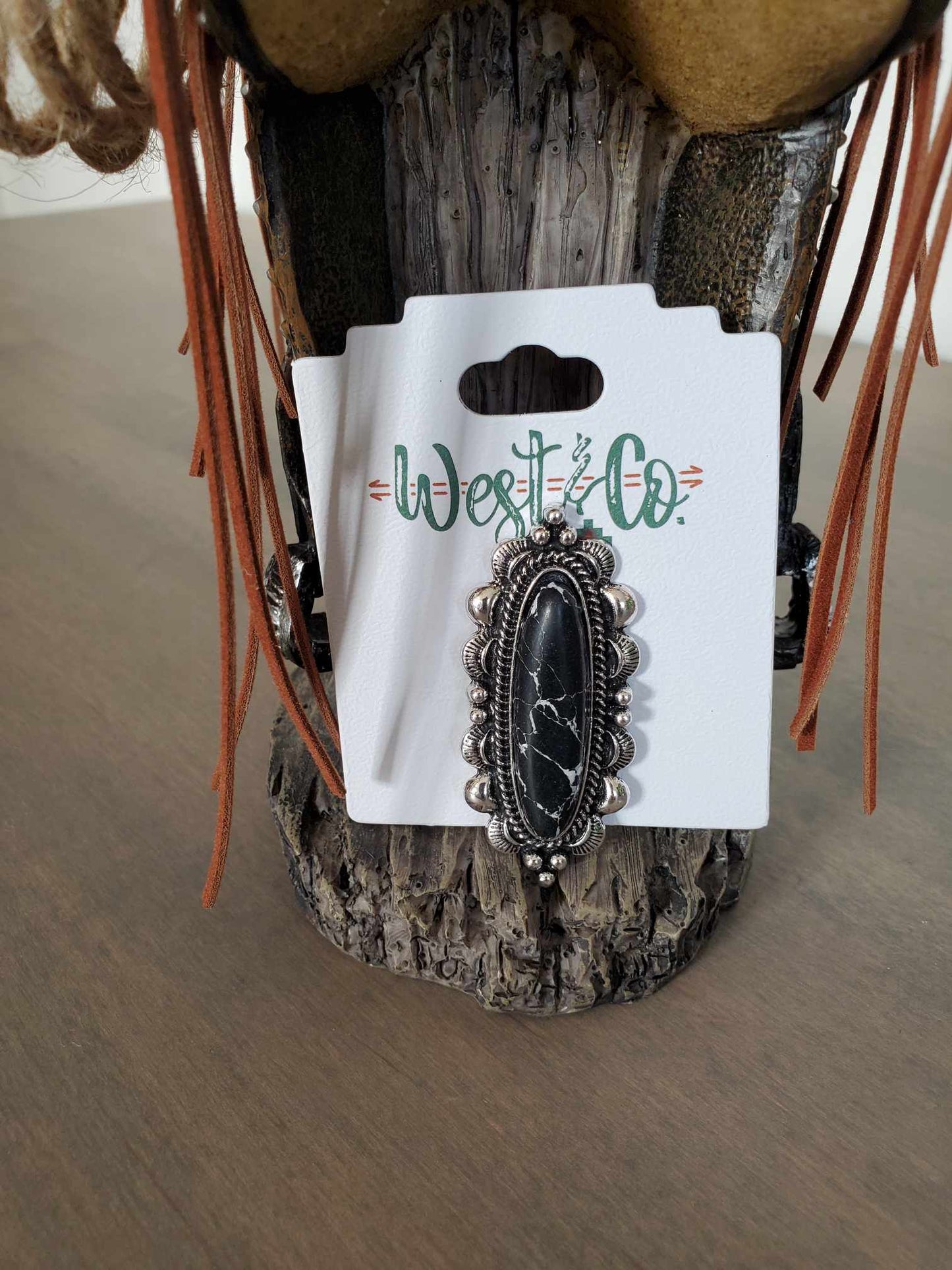 Adjustable Elongated Black Ring