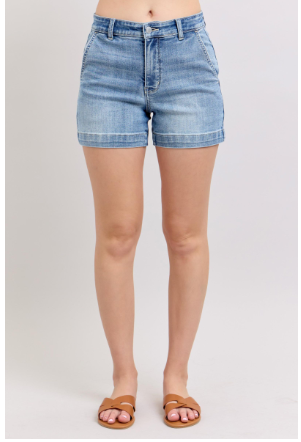 High Waist Denim Trouser Short