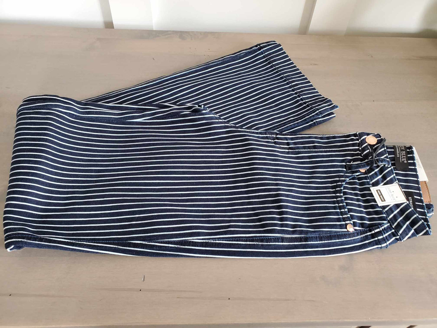 Tummy Control Striped Straight Jean