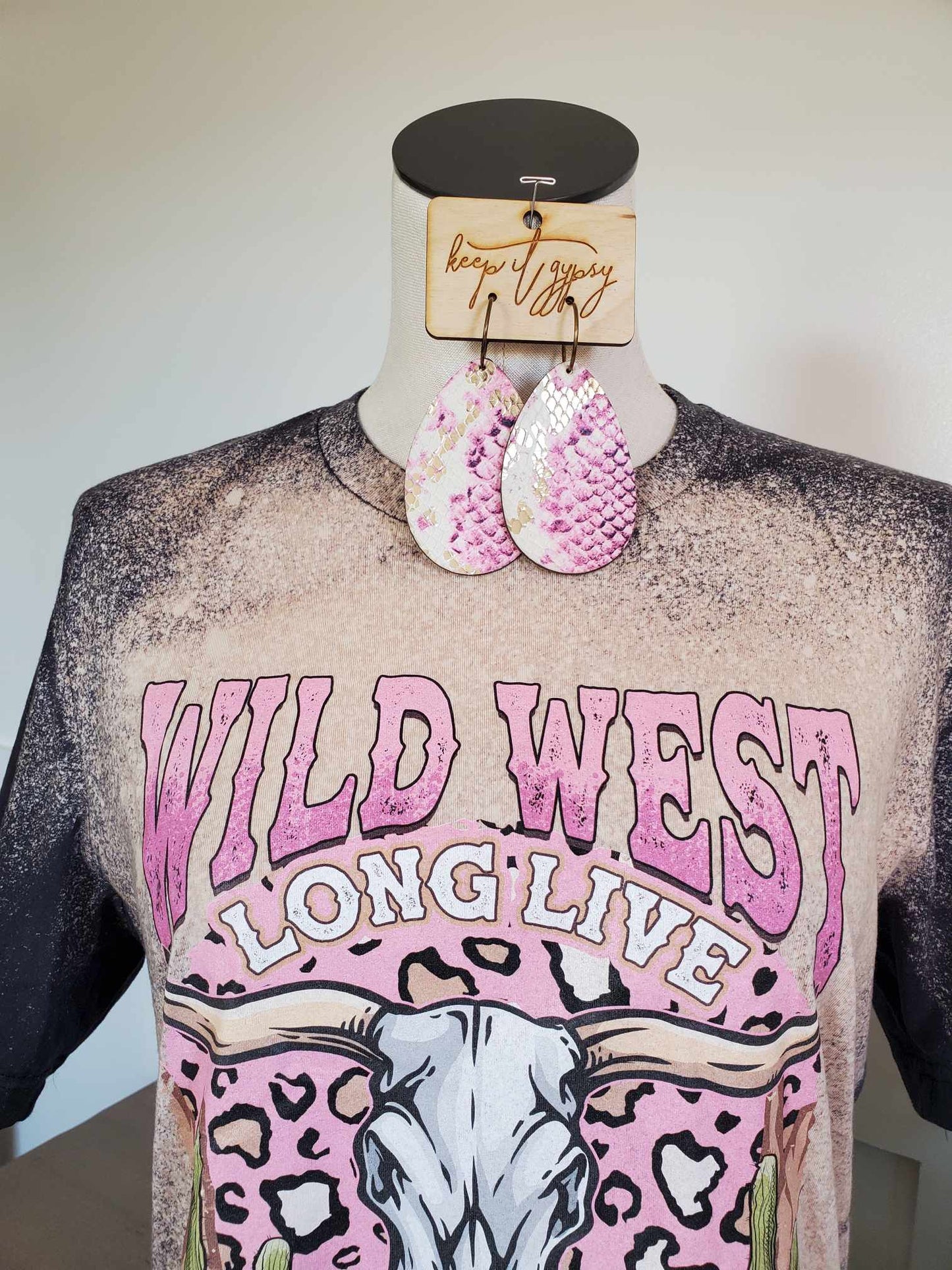 Pink Snake Skin Earring