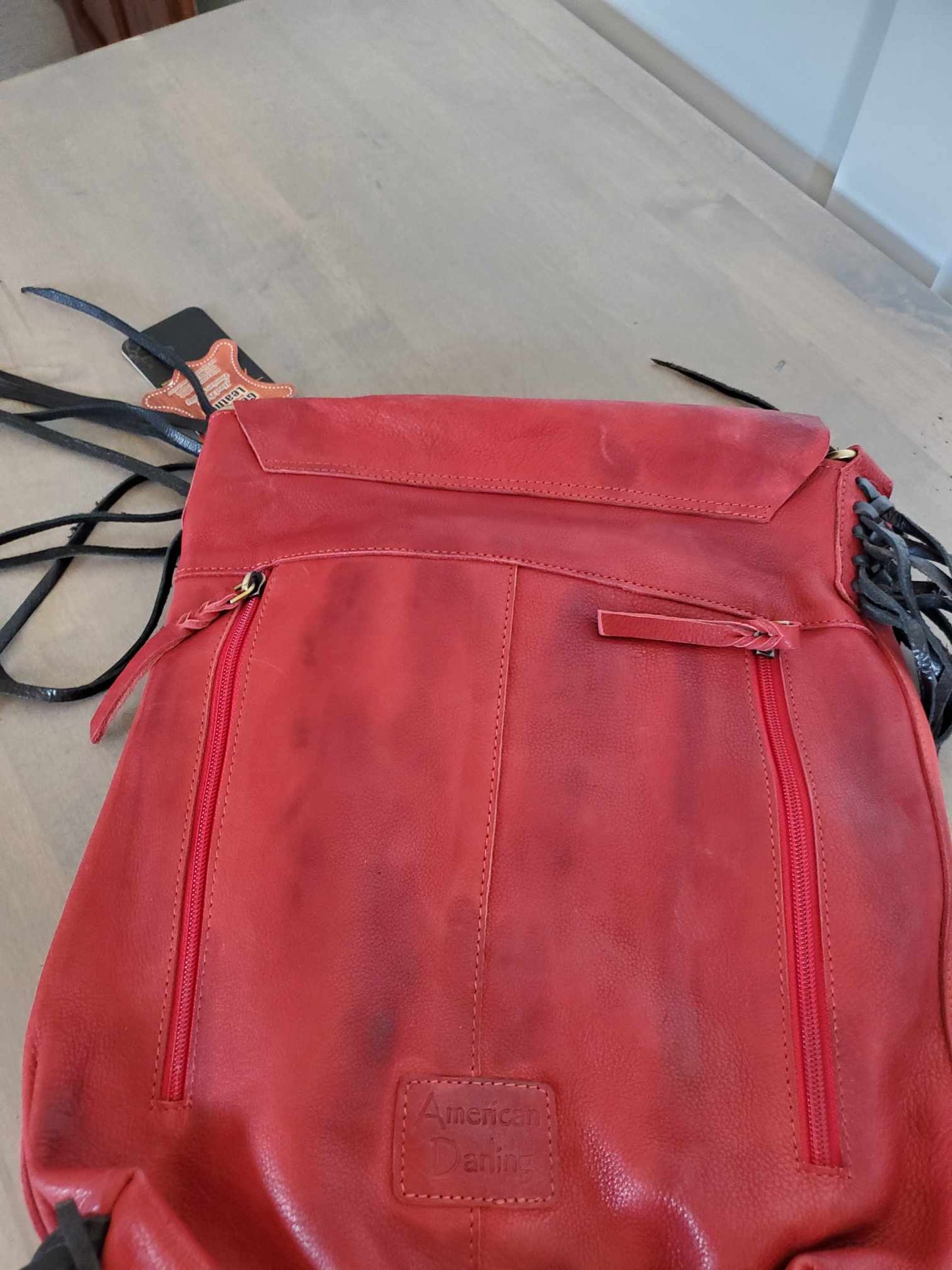 Red Leather and Bone Large Crossbody