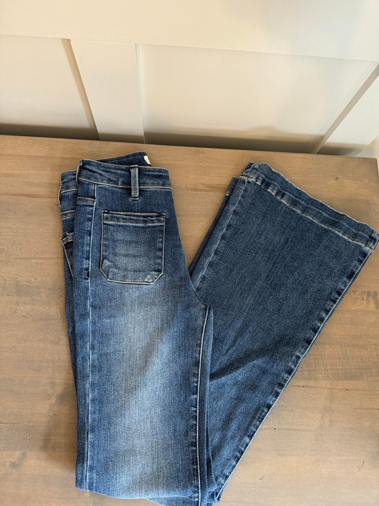 High Rise Patched Pocket Flare