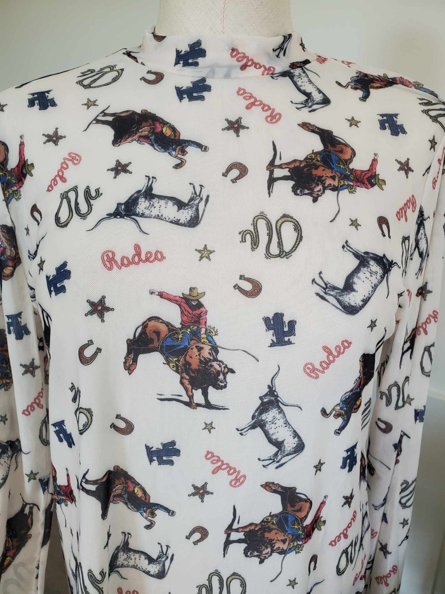 Rodeo Print Mesh Top