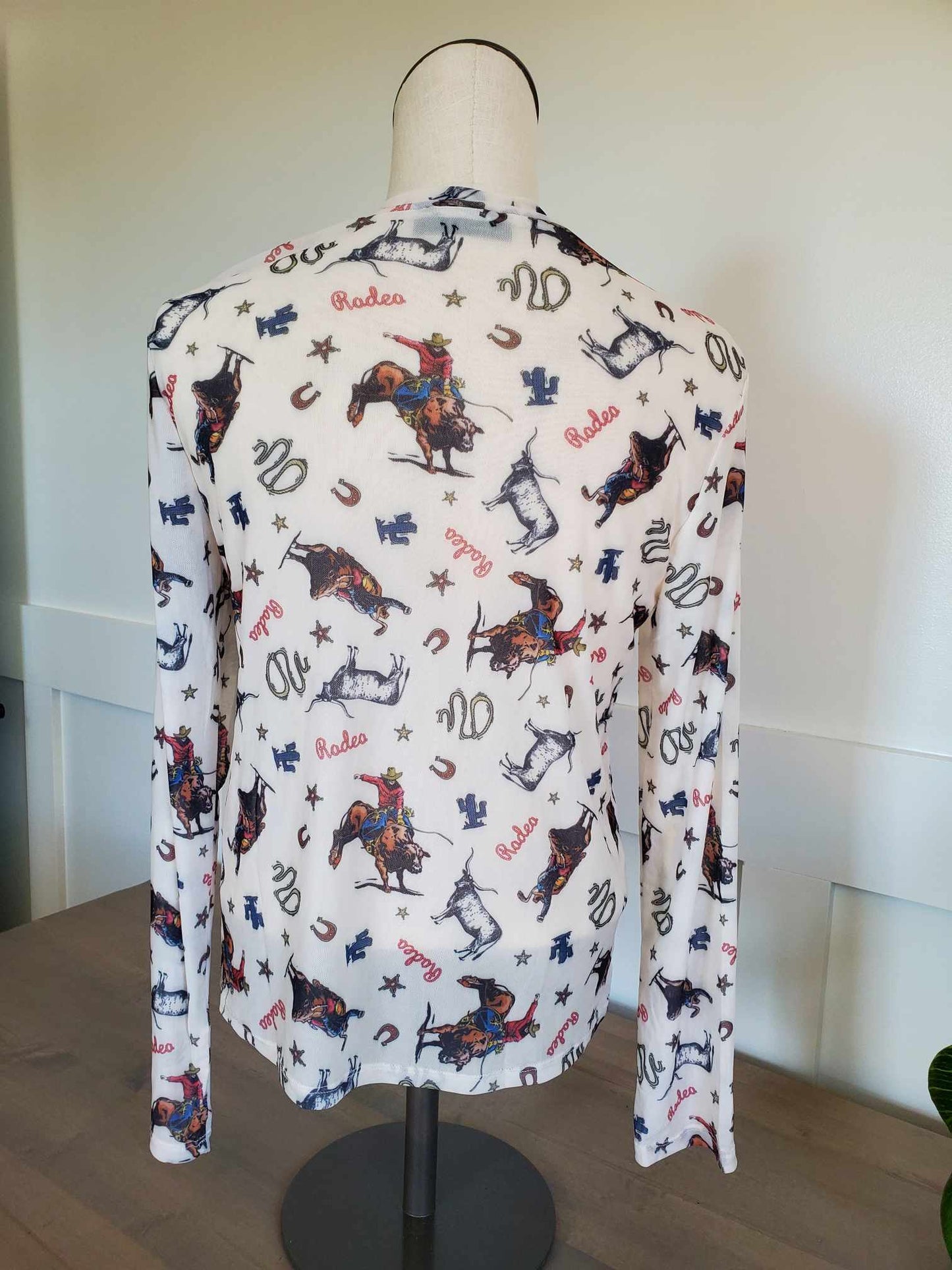 Rodeo Print Mesh Top