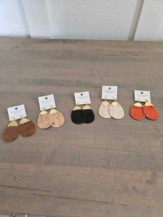 Metal and Cork Teardrop Earring