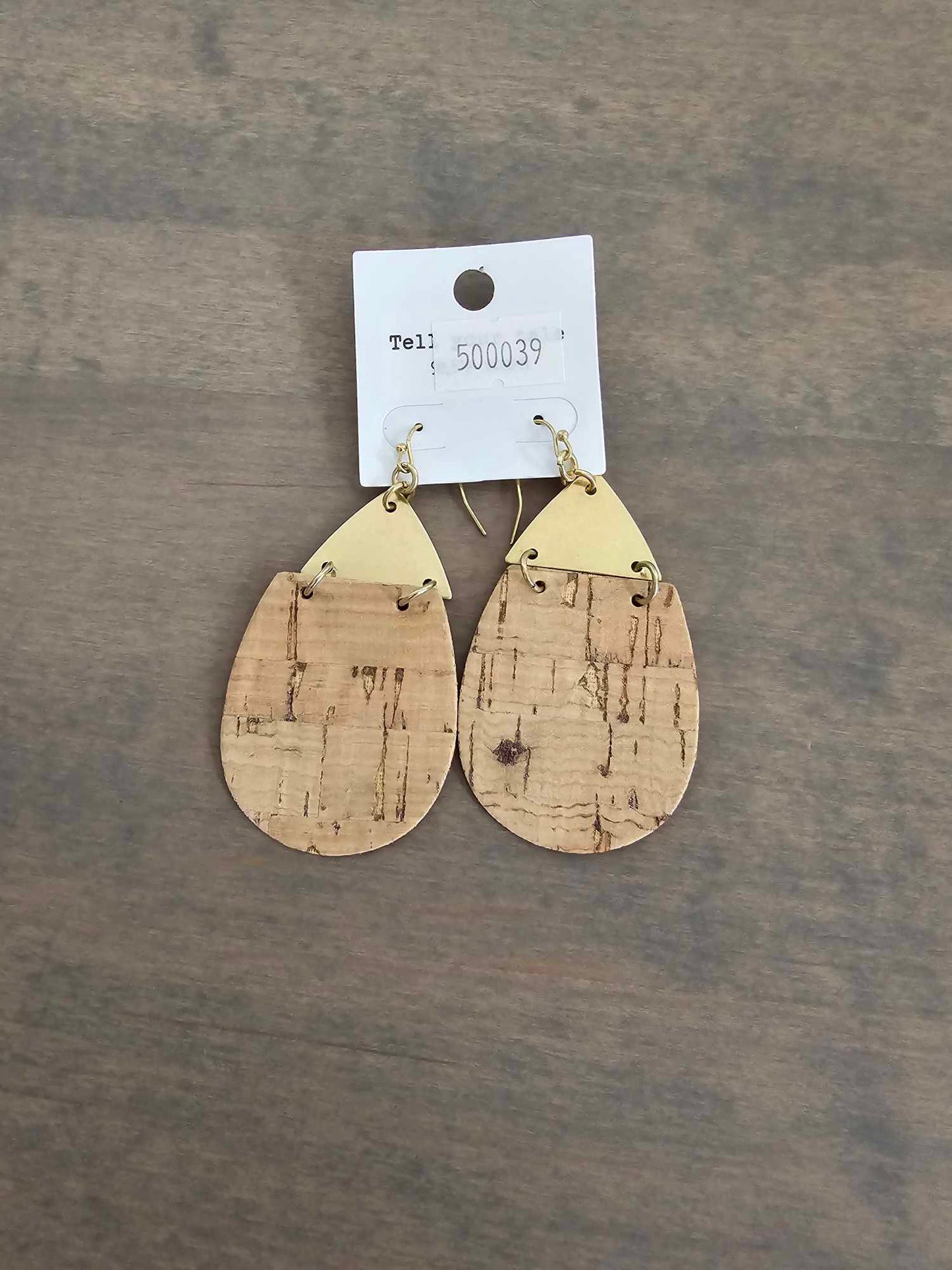 Metal and Cork Teardrop Earring