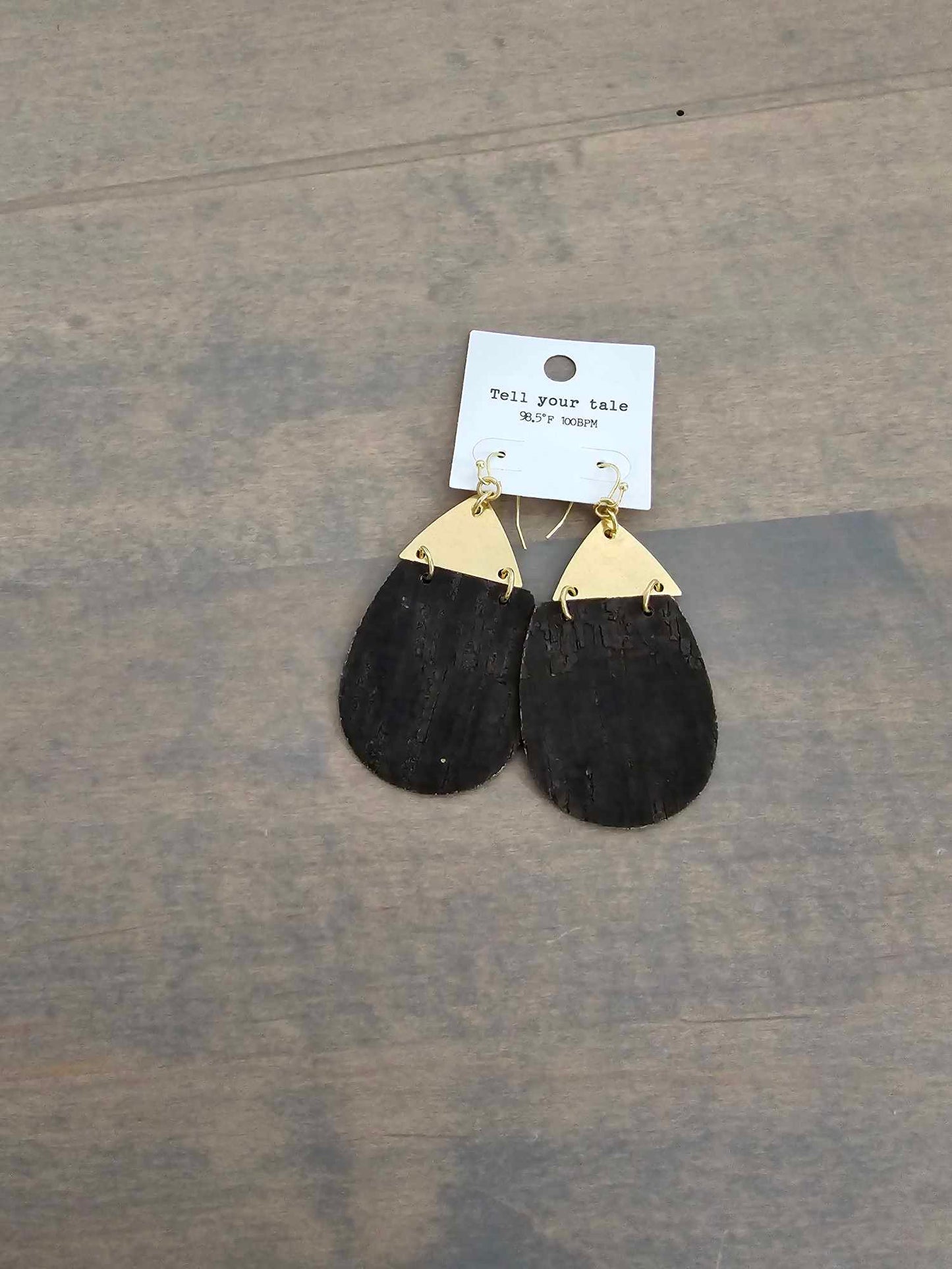 Metal and Cork Teardrop Earring