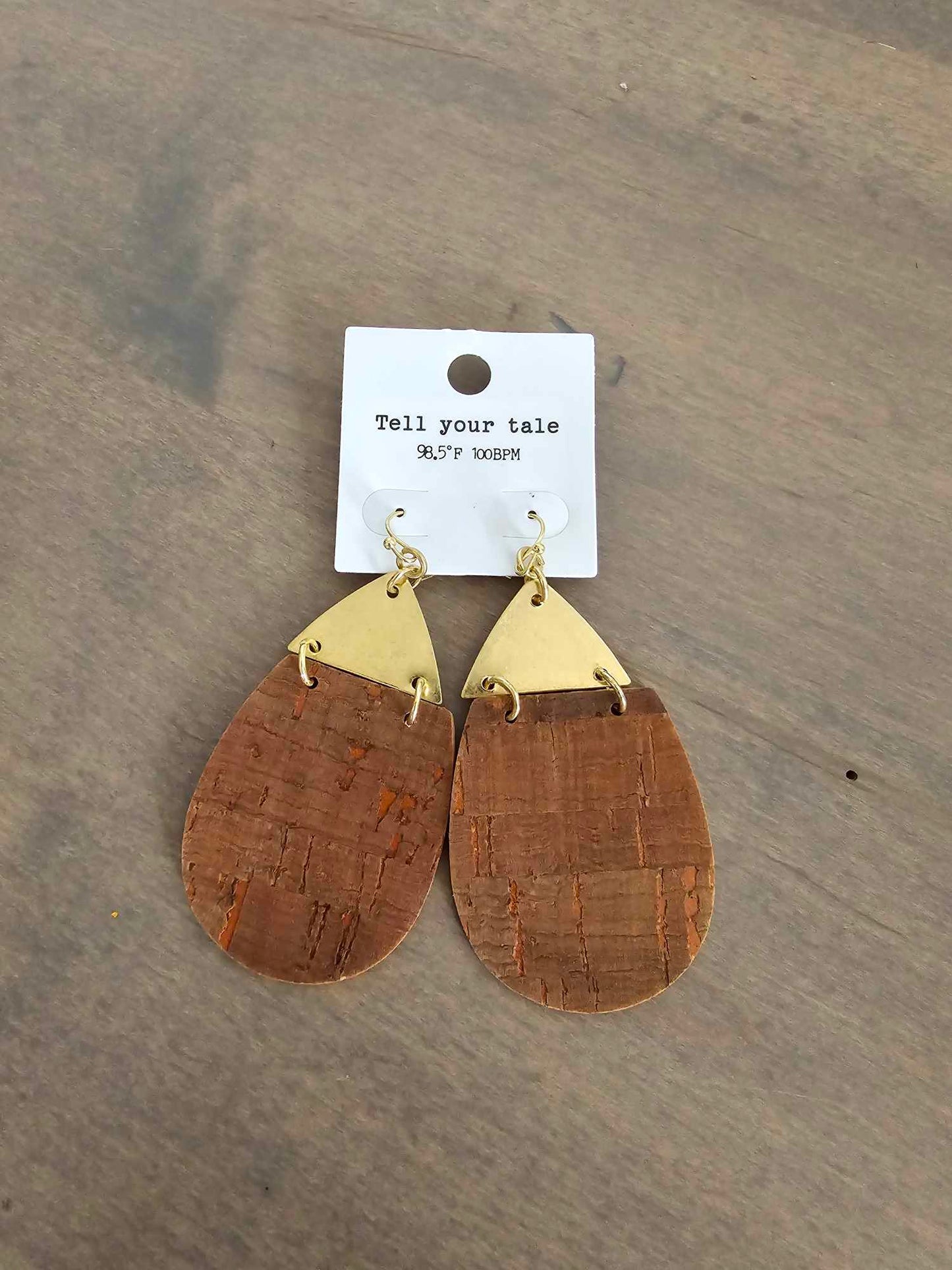 Metal and Cork Teardrop Earring