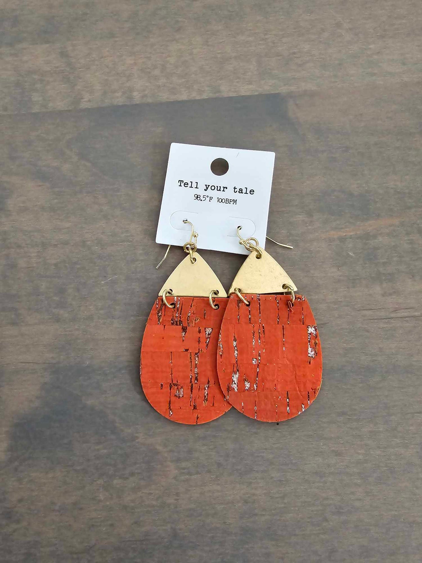 Metal and Cork Teardrop Earring