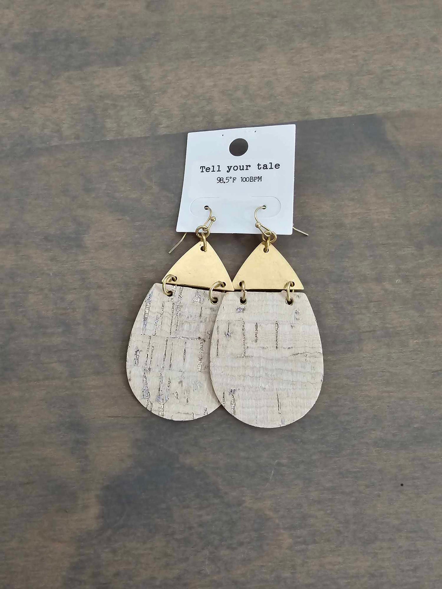 Metal and Cork Teardrop Earring