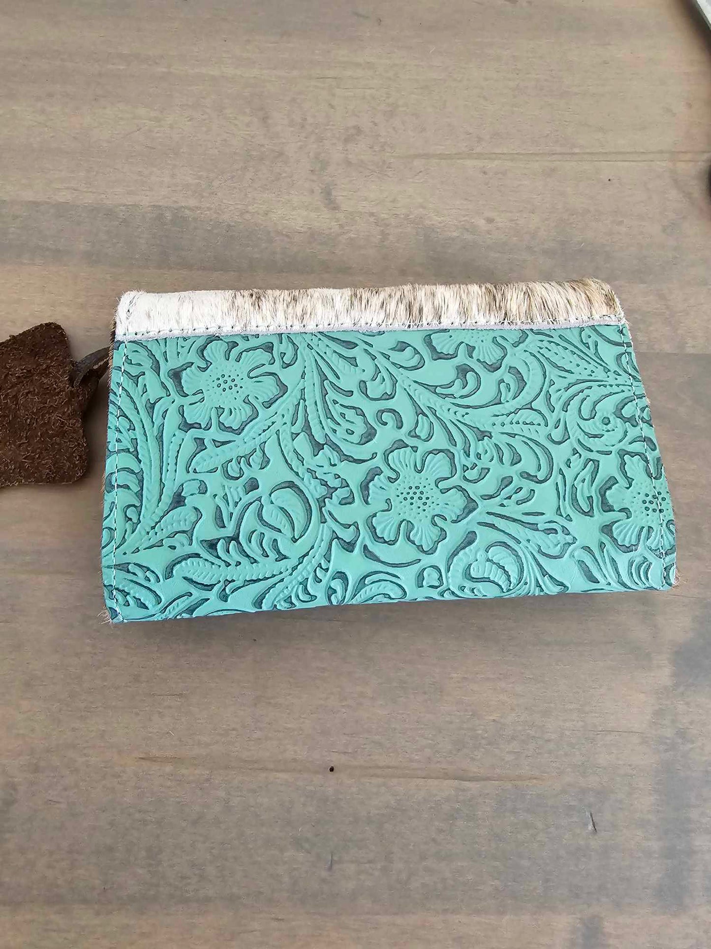 Hair on Hide and Turquoise bag/wallet