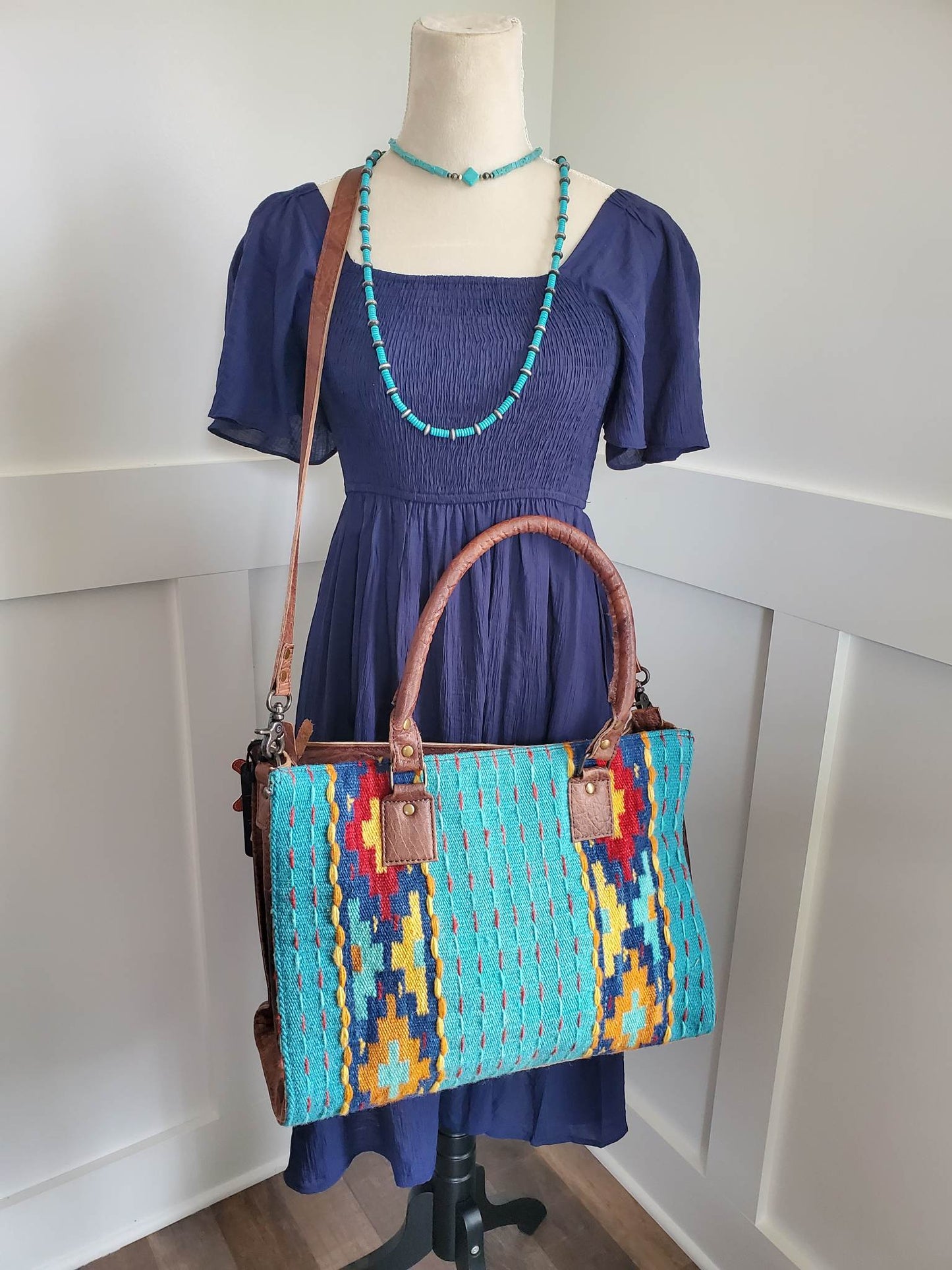 Aztec Blue Large Cross Body Bag
