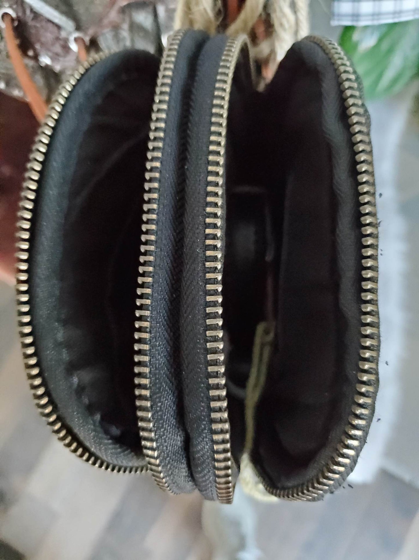 Black Two Zipper Cross Body/ Belt Bag