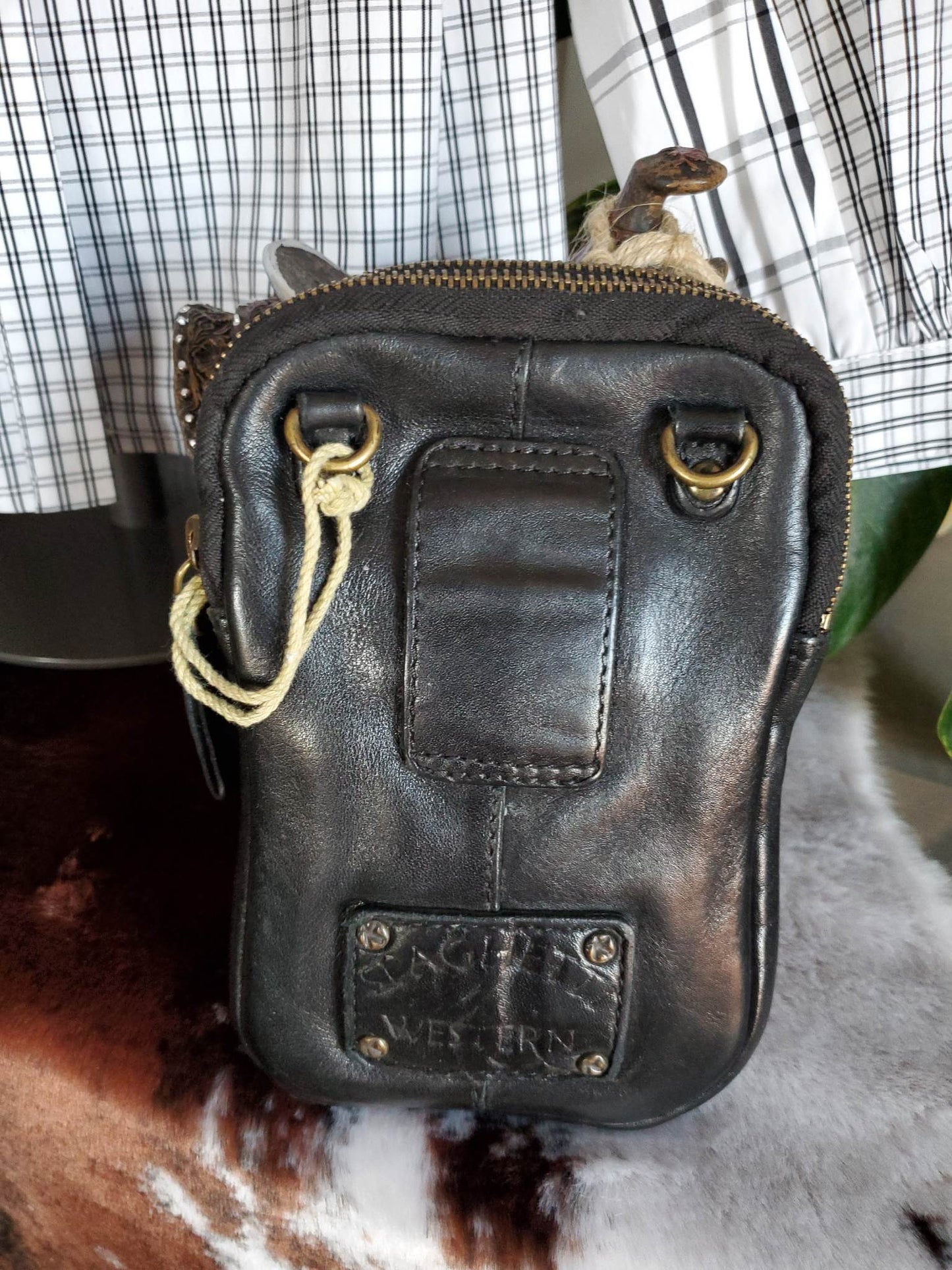 Black Two Zipper Cross Body/ Belt Bag