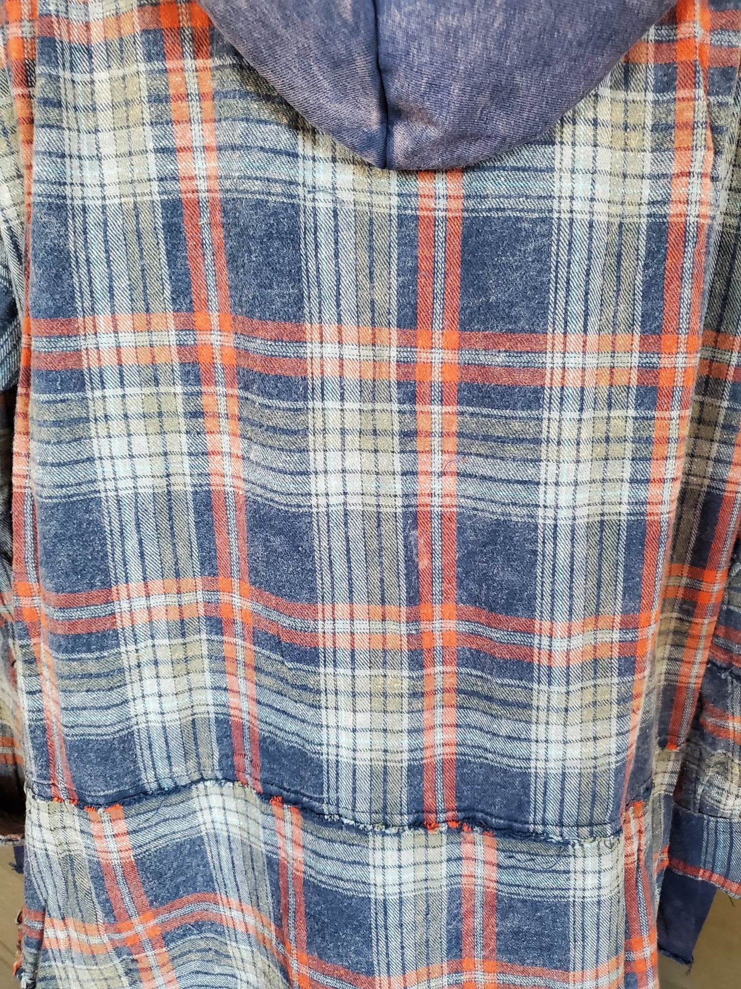 Washed Plaid Button Down Hoodie Shirts/Jacket