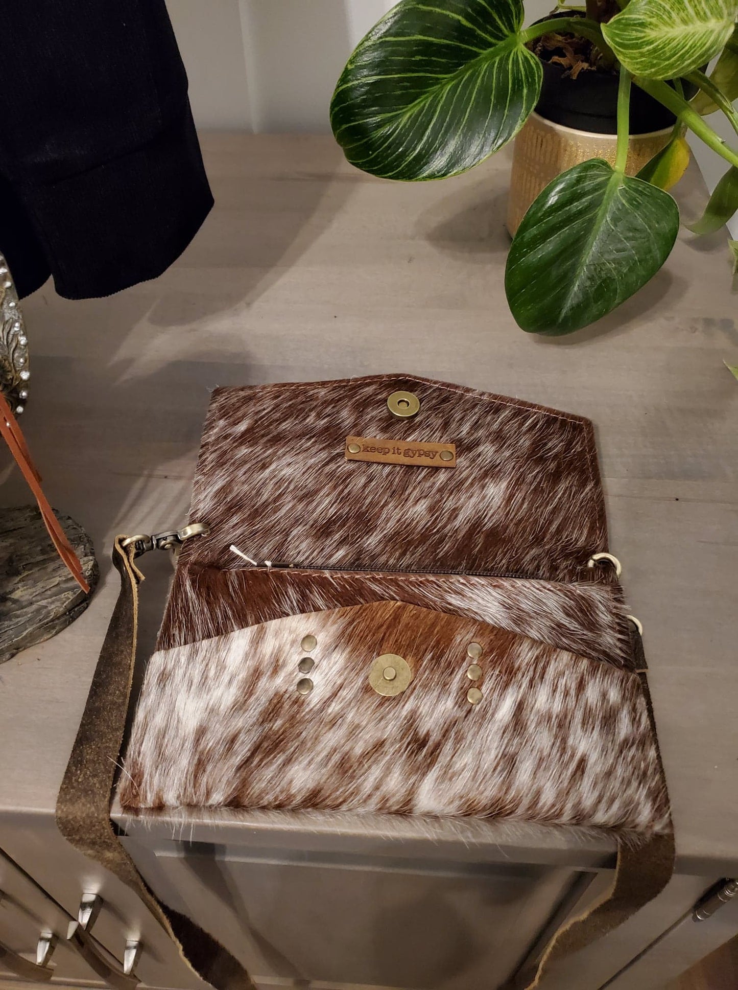 Genuine LV Hair on Hide Crossbody Bag - Brown