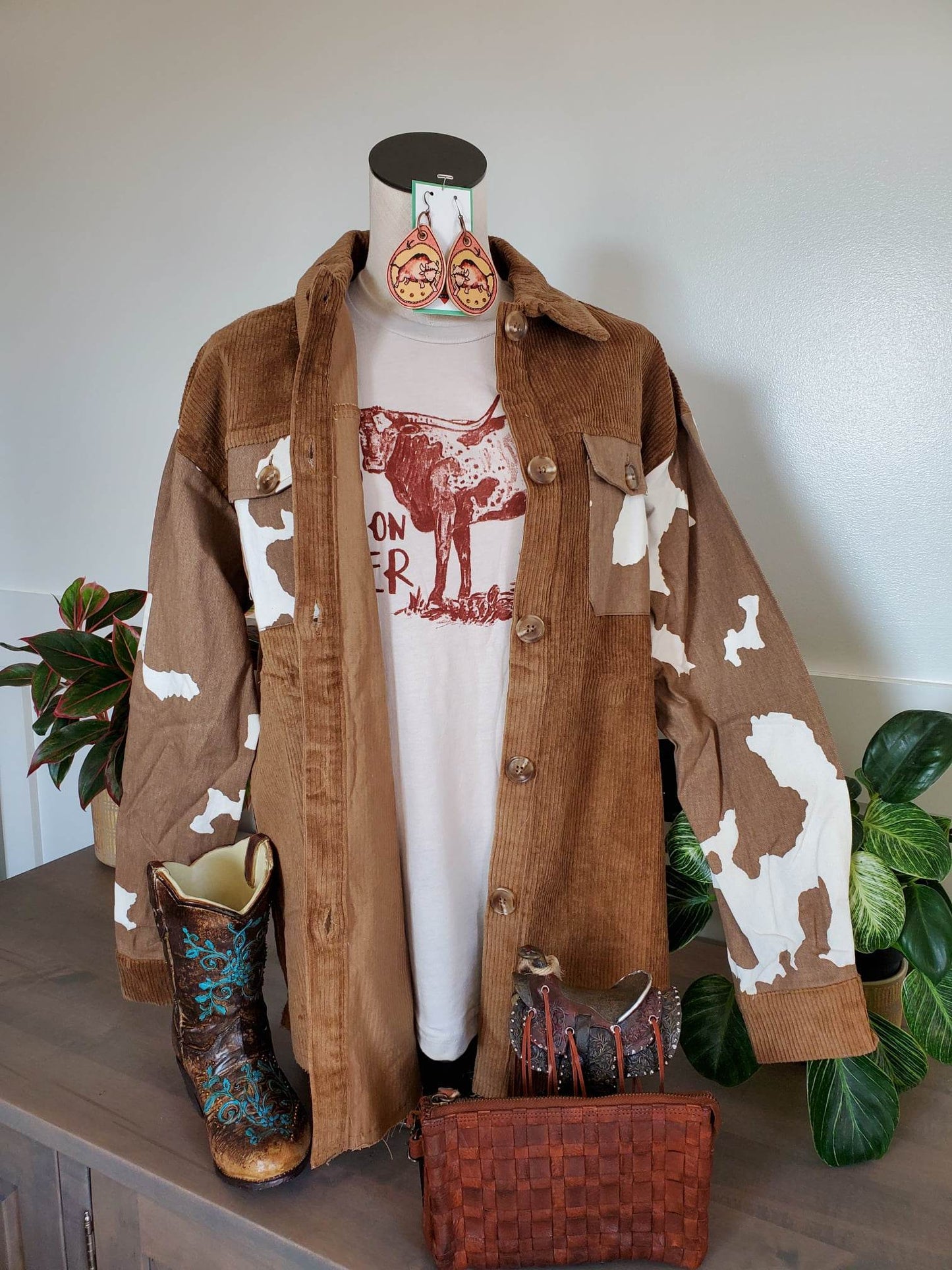 Saddle Up Cow Print Corduroy Jacket