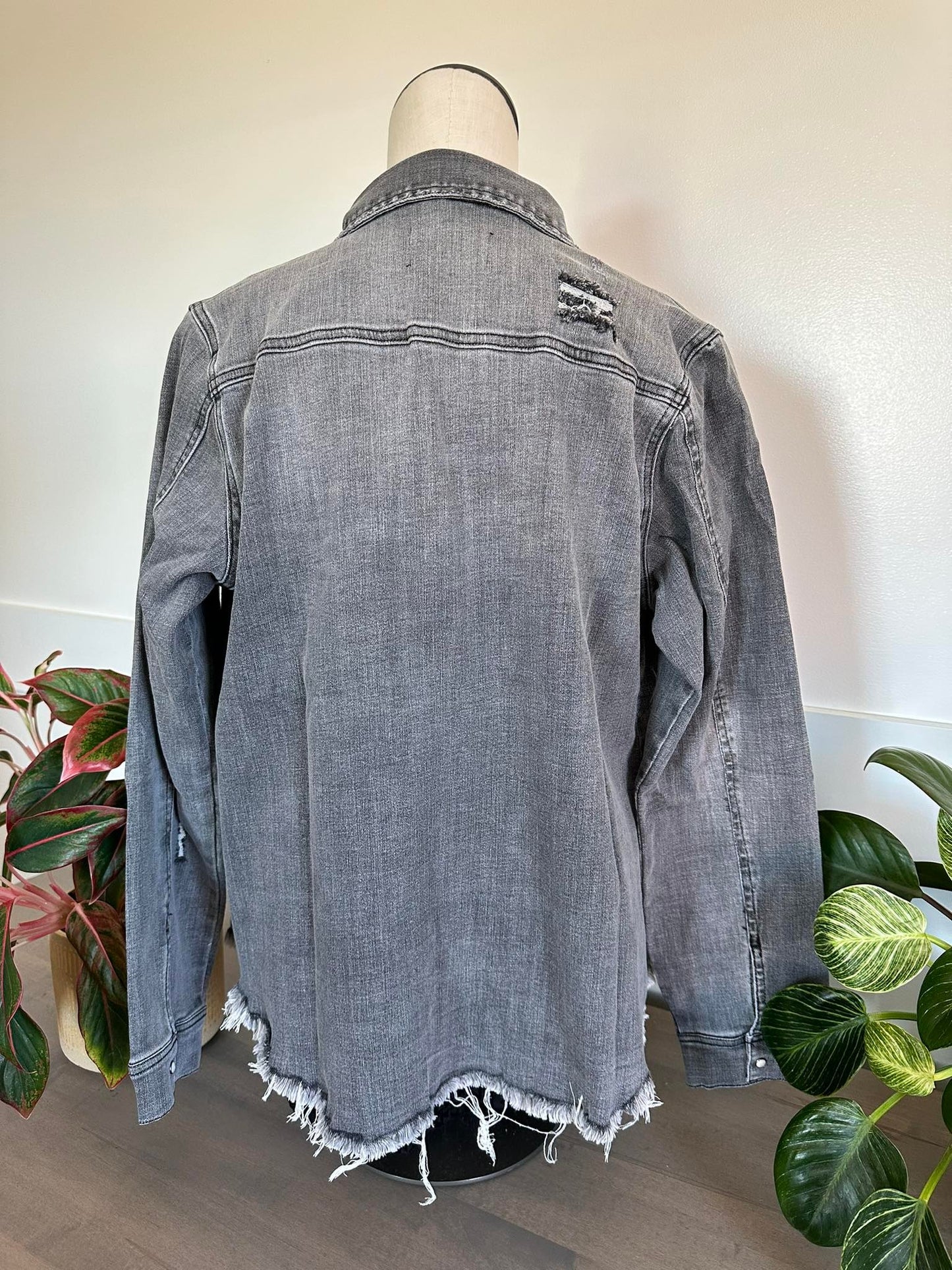 Vintage Grey Stretchy Denim Shirt