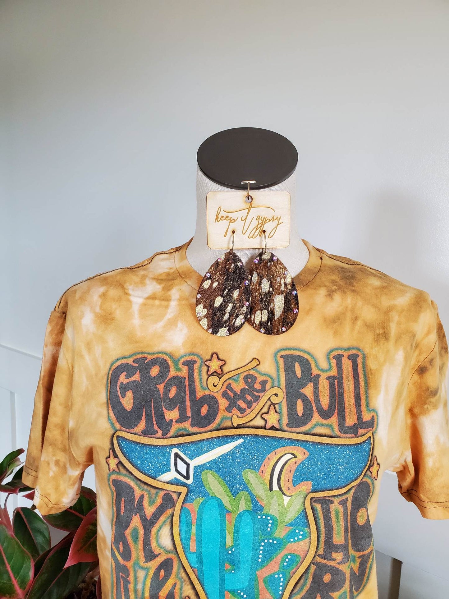 Hair On Hide Iridescent Stone Earrings